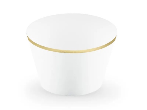 Levně Košíček na cupcake bílý - zlatý rámeček 6 ks
