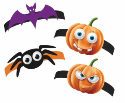 Levně Papírové čelenky na gumičce - Trick or treat 4 ks