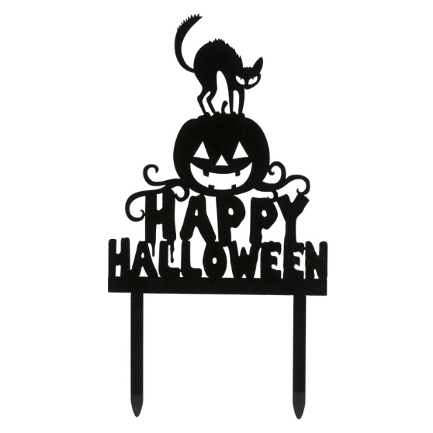 Obrázek z Dekorace na dort Happy Halloween - černá kočka 