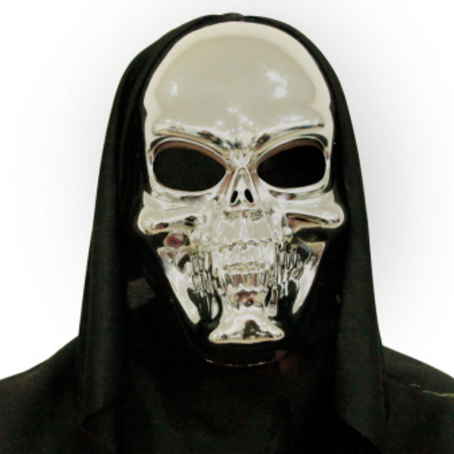 Levně Halloweenská maska 3D lebka - stříbrná