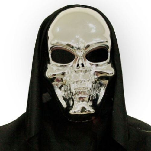 Halloweenová maska 3D lebka - strieborná