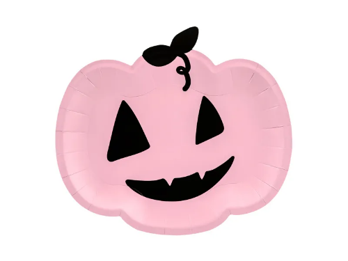 Levně EKO Papírové talíře Halloween - dýně - růžové 25 cm