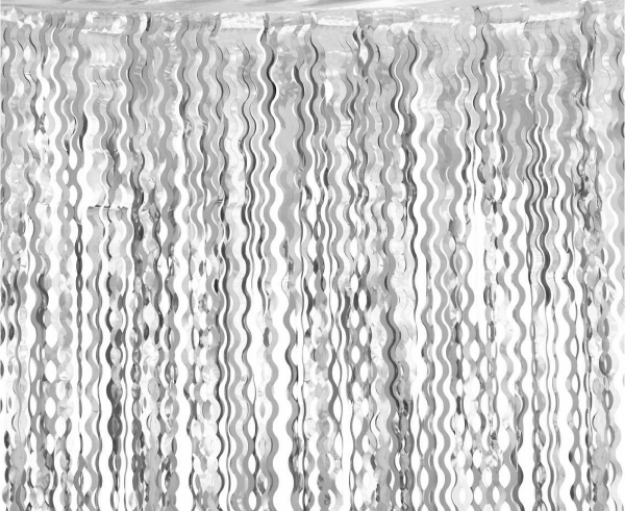 Obrázek z Party závěs metalický stříbrný - spirály 100 x 200 cm 