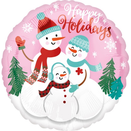 Levně Foliový balonek vánoční sněhuláci - Happy Holidays 45 cm