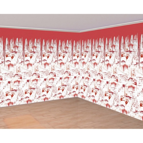 Levně Halloweenská dekorace na zeď - krvavé ruce 121 x 609 cm - 2 ks