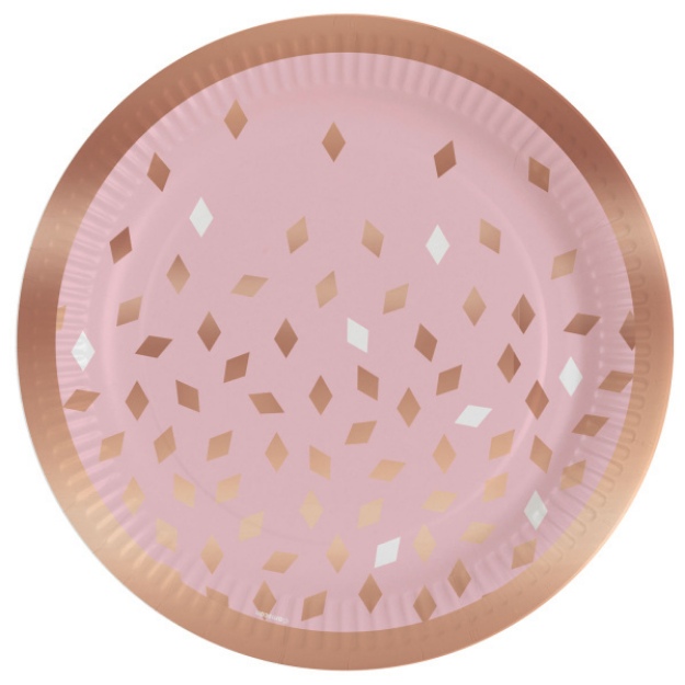 Obrázek z Papírové talíře - Pink rosegold -  23 cm 