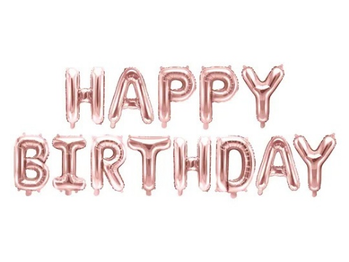 Levně Foliový nápis HAPPY BIRTHDAY v Rosegold barvě 340 x 35 cm
