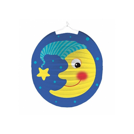 Obrázek Závěsný lampion kulatý modrý měsíc 25 cm