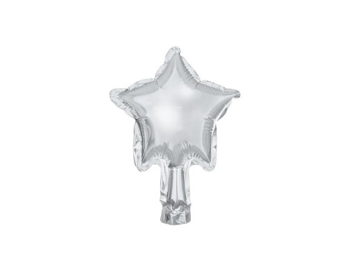 Fóliový balónik hviezda strieborná 25 cm - 25ks