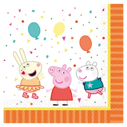 Picture of Papírové party ubrousky prasátko Peppa - oranžové 16 ks