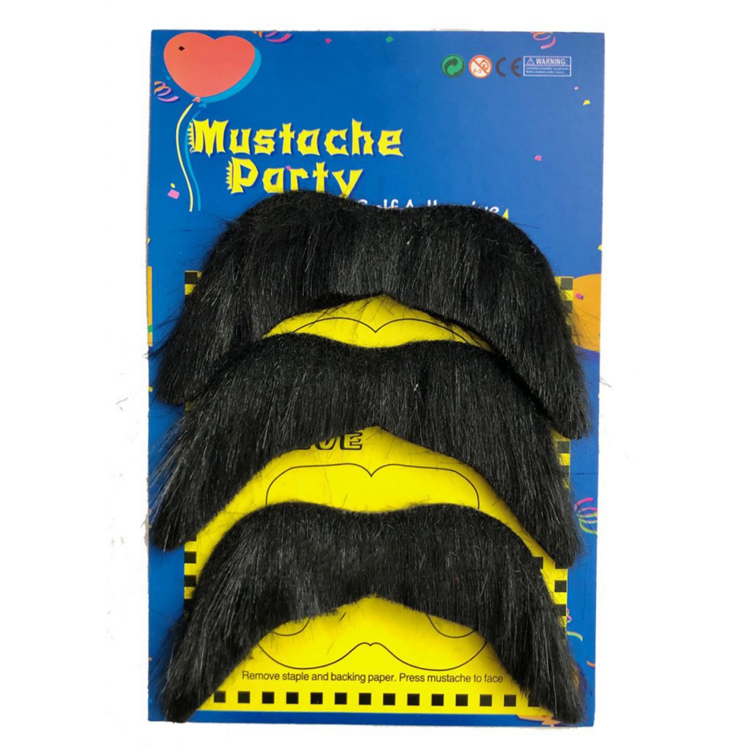 Nalepovací černý knír - sada 3ks