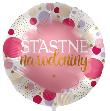 Obrázek Foliový balonek Šťastné narodeniny SK - Pink Birthday 43 cm