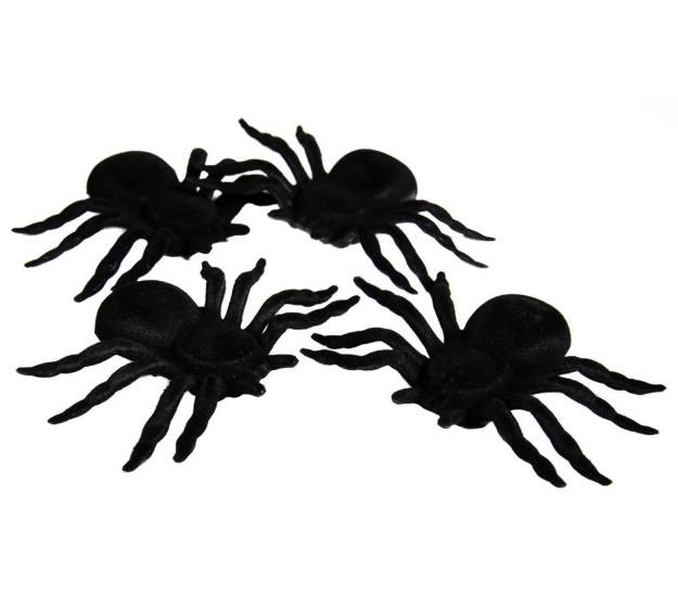 Obrázek z Halloweenská dekorace Pavouci 7 x 11 x 2 cm - 4 ks 
