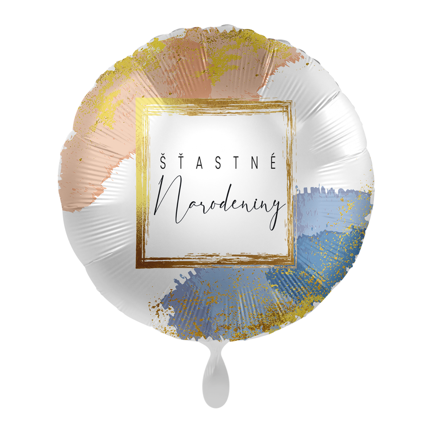 Foliový balonek šťastné narodeniny SK - zlatý rám - 43 cm