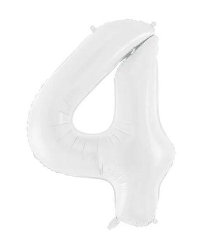 Levně Foliová číslice - bílá 4 - 86 cm