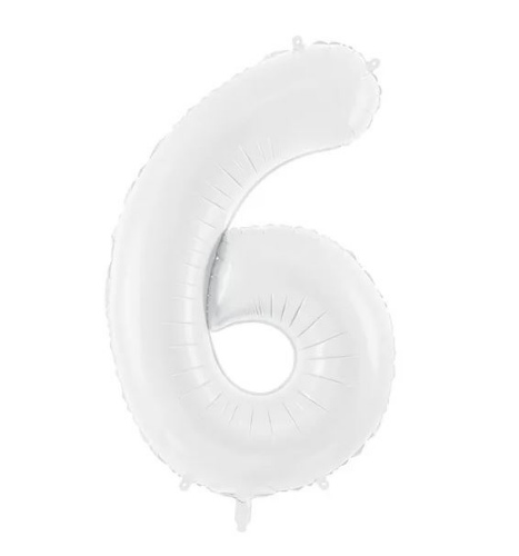 Levně Foliová číslice - bílá 6 - 86 cm