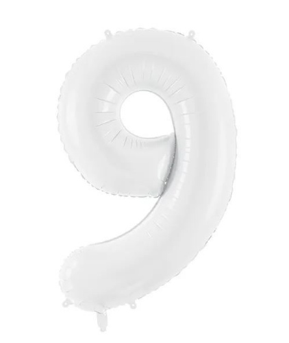 Levně Foliová číslice - bílá 9 - 86 cm