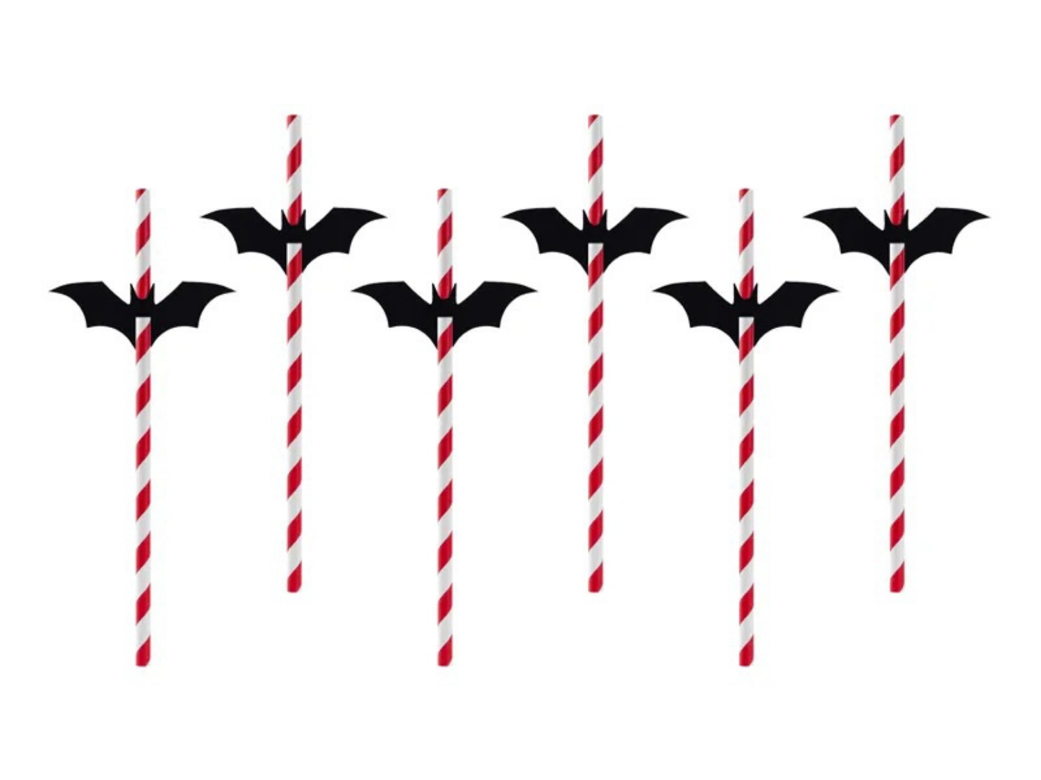 Papírová brčka Halloween - červeno bílá  - 6 ks