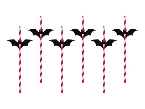 Levně Papírová brčka Halloween - červeno bílá - 6 ks