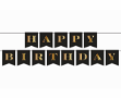 Obrázok z Party nápis girlanda Happy Birthday čierno - zlatá 250 cm