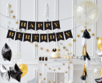 Obrázek z Party nápis girlanda Happy Birthday černo - zlatá 250 cm 