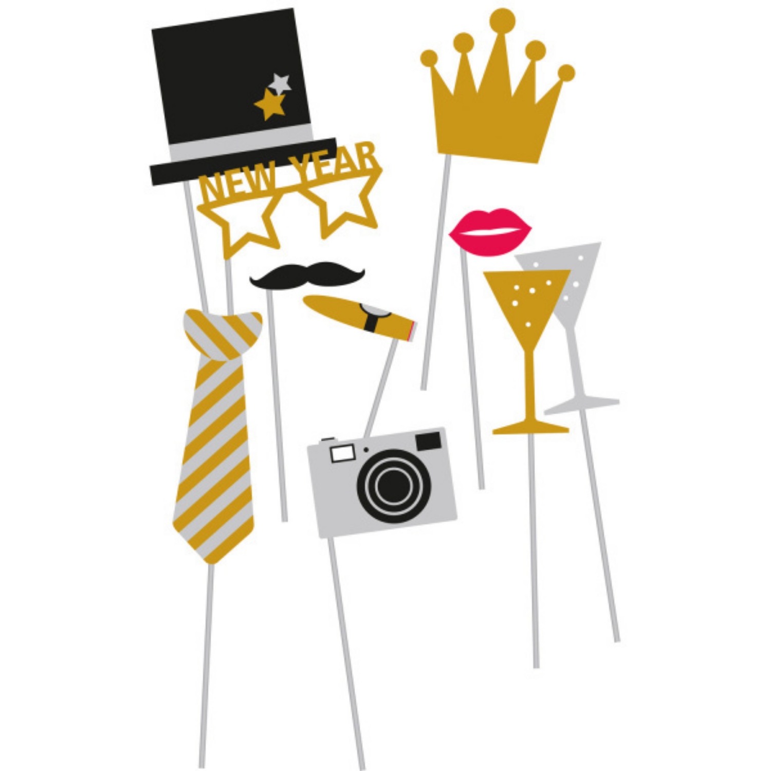 Levně Rekvizity do fotokoutku Golden Wishes - 10 ks