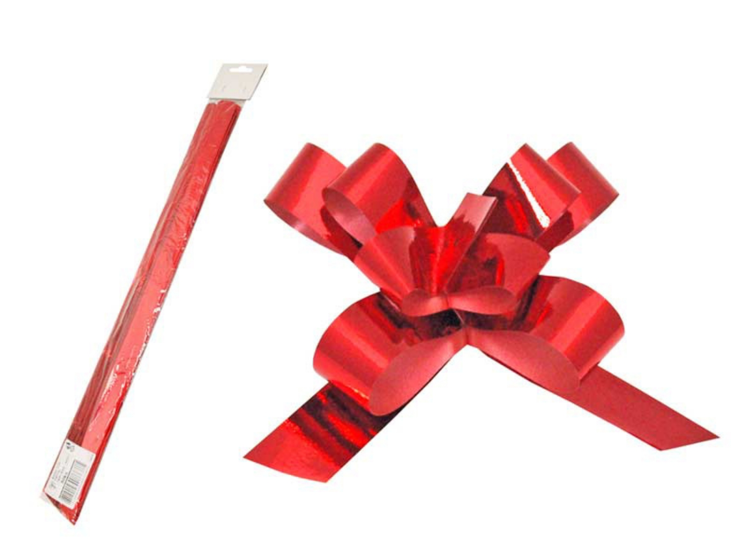 Stahovací stuha červená metalická - 2 cm x 50 cm