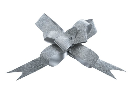 Levně Stahovací stuha stříbrná glitr 1,9 cm x 50 cm