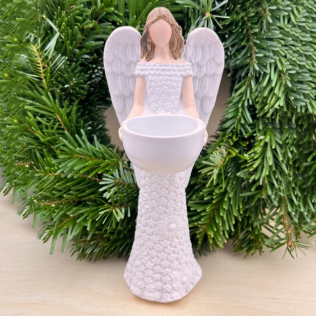 Obrázek z Svícen Anděl  v květinových šatech 20 cm 
