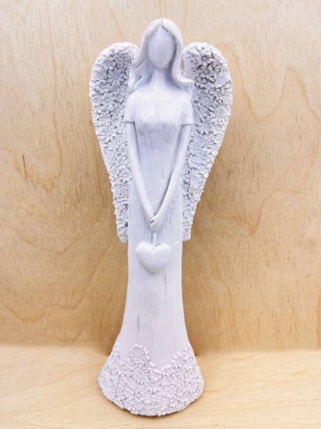 Obrázok z Biely anjel s kvetinovými krídlami 25 cm