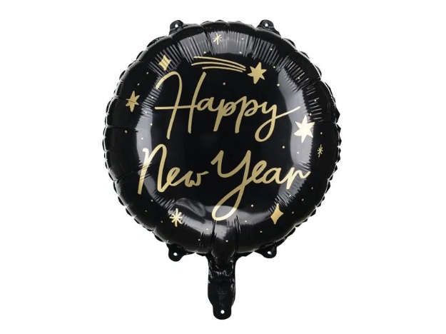 Obrázek z Foliový balonek Happy New Year - Černý 45 cm 