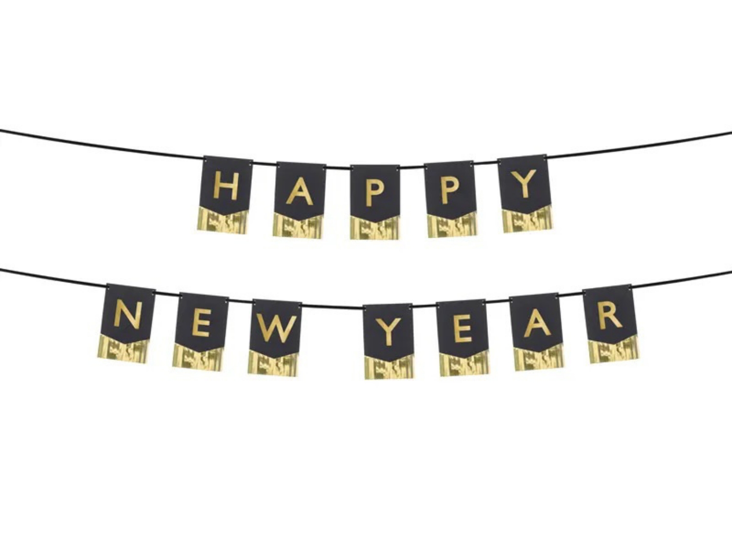 Party nápis vlaječky se střapci Happy New Year 135 x 16,5 cm