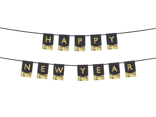 Party nápis vlaječky se střapci Happy New Year 135 x 16,5 cm