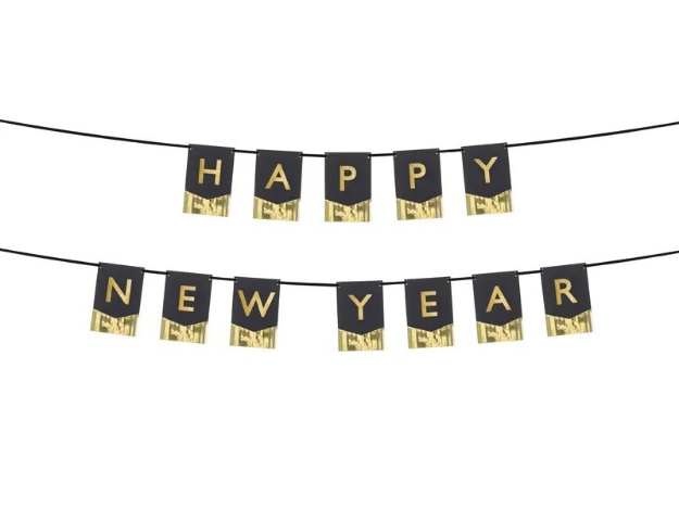 Obrázek z Party nápis vlaječky se střapci Happy New Year 135 x 16,5 cm 