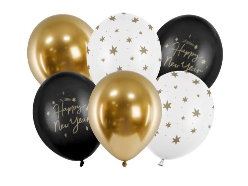 Levně Latexové balonky Happy New Year MIX 30 cm - 6 ks