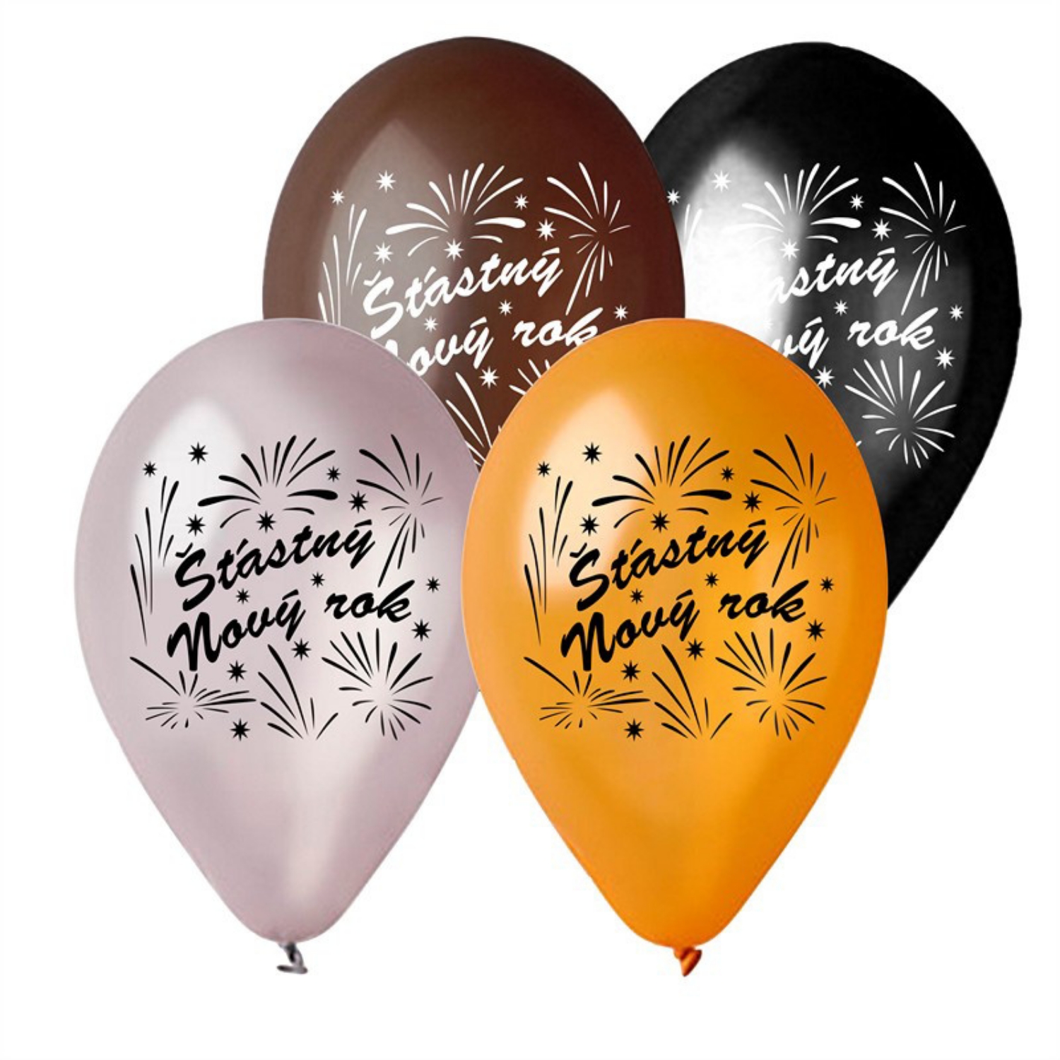 Latexové balonky Šťastný Nový Rok 30 cm - 5 ks