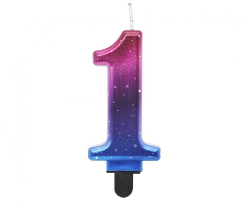 Levně Svíčka dortová číslice 1 Noční obloha - metalická 8 cm