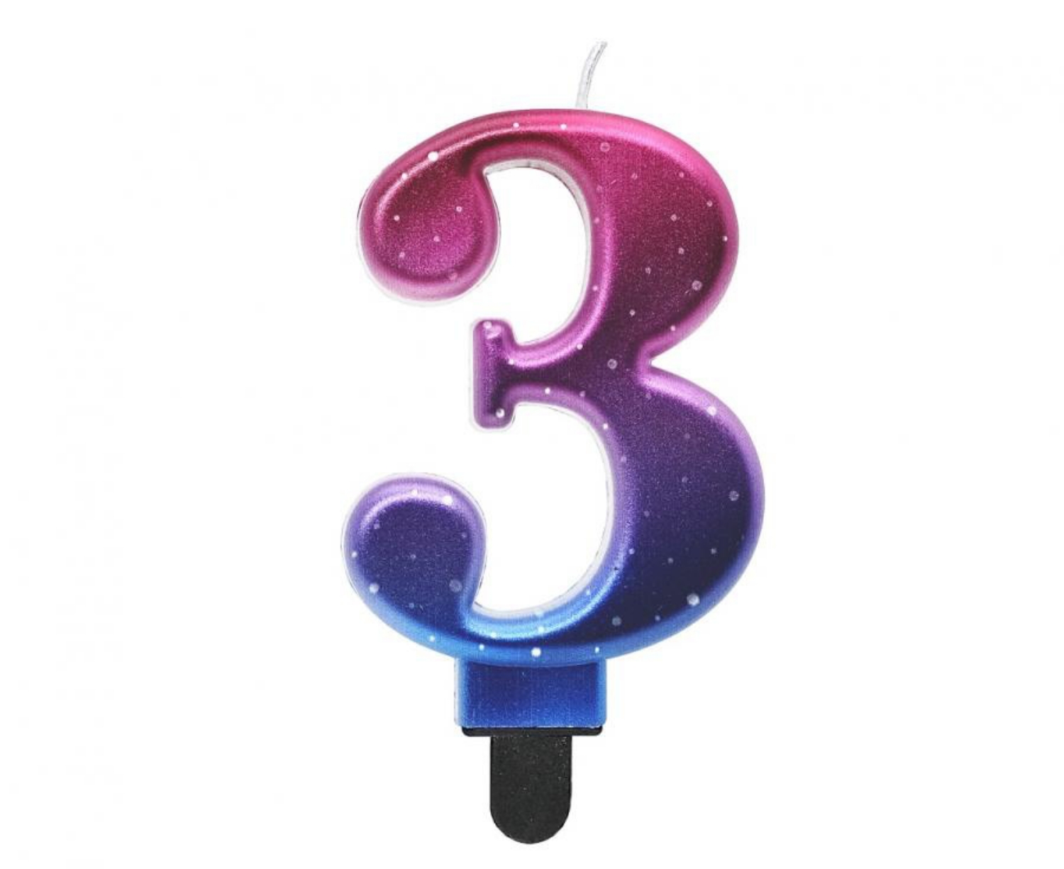 Svíčka dortová číslice 3 Noční obloha - metalická 8 cm