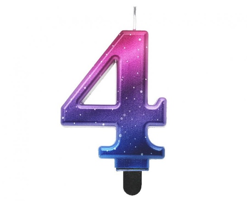 Levně Svíčka dortová číslice 4 Noční obloha - metalická 8 cm