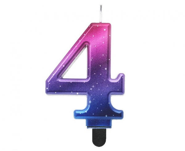 Svíčka dortová číslice 4 Noční obloha - metalická 8 cm