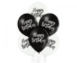 Obrázek Latexové balonky Happy Birthday - černo - bílé 6 ks