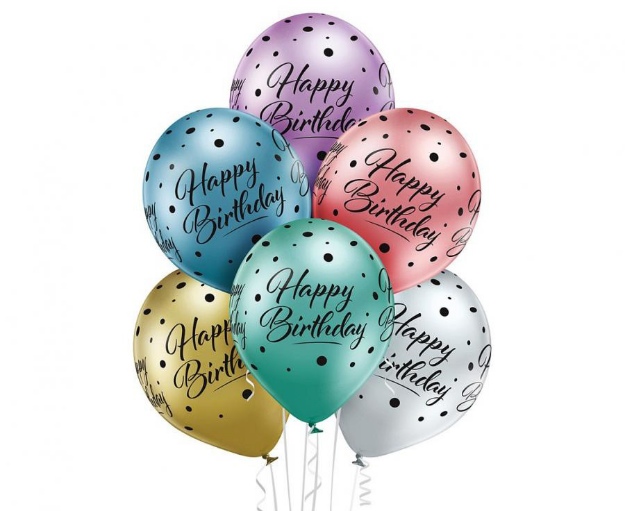Obrázok z Latexové balóniky Happy Birthday - chromové 6 ks