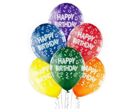 Picture of Latexové balonky Happy Birthday - barevný mix 6 ks