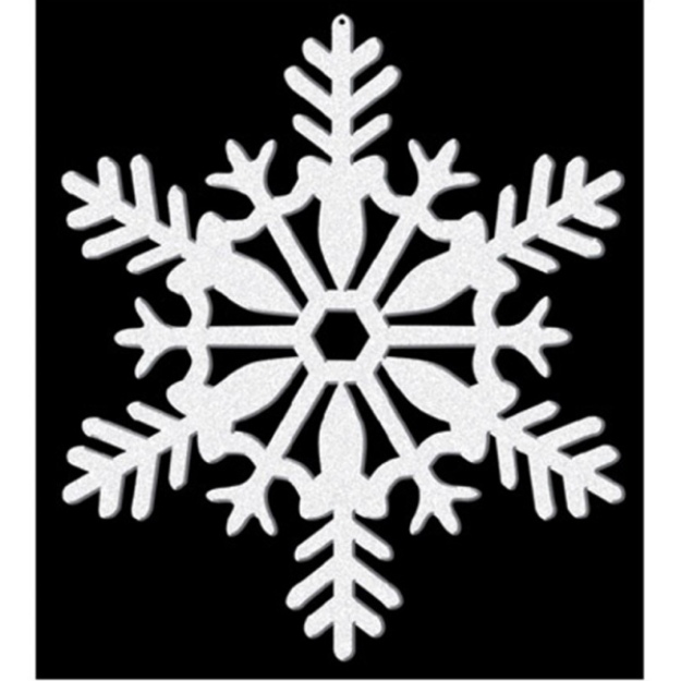 Obrázek z Dekorace sněhová vločka plastic s glitrem 10 cm - 4 ks 