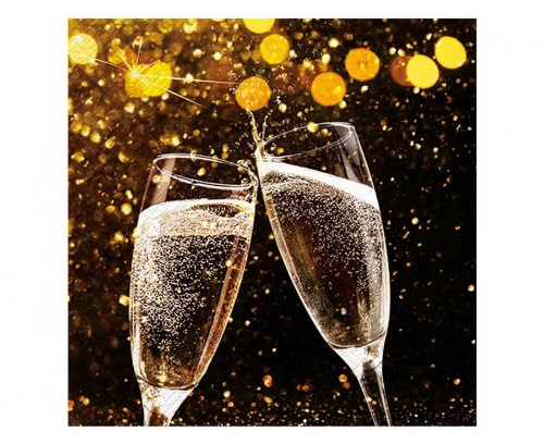 Papierové párty obrúsky Happy New Year - poháre šampusu 20 ks