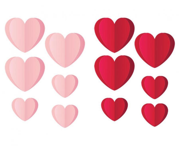 Obrázek Samolepící dekorace 3D srdce - mix 12 ks