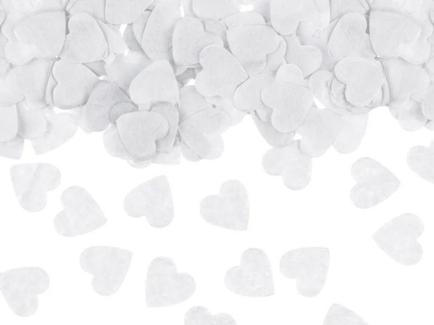 Obrázek z Papírové konfety srdíčka bílá 1,6 x 1,6 cm - 15g 