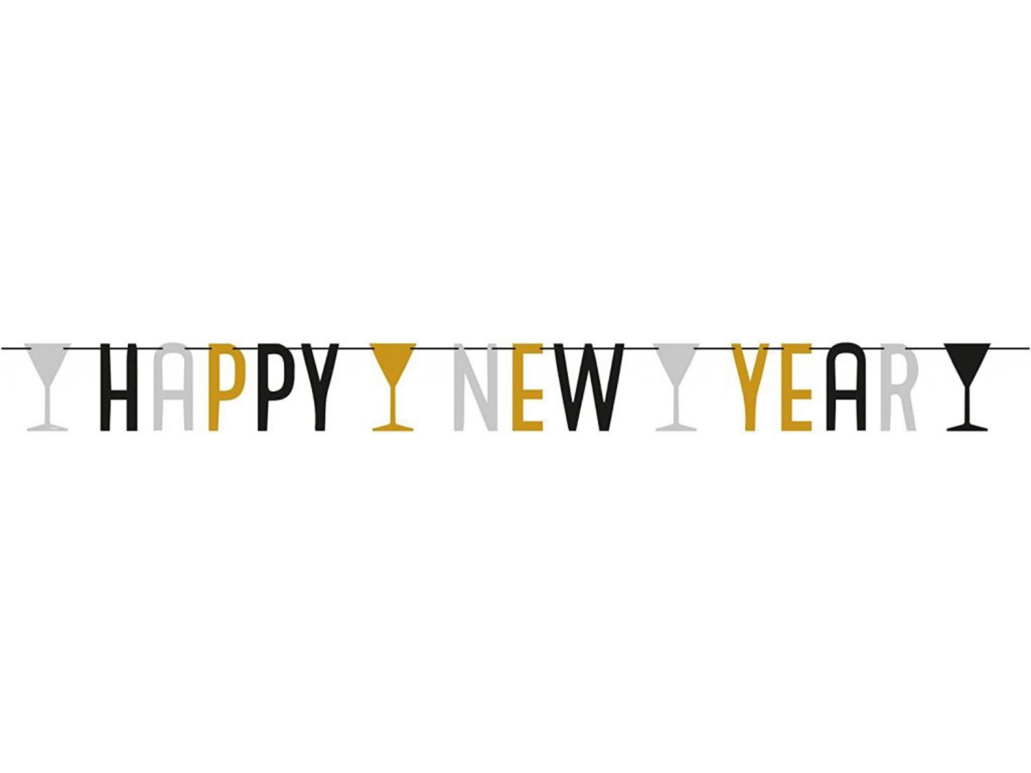 Party nápis Happy New Year - Golden Wishes 180 x 15 cm