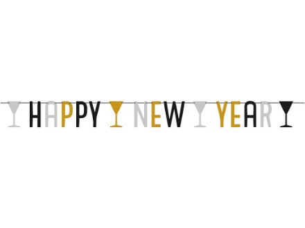 Picture of Party nápis Happy New Year - Golden Wishes 180 x 15 cm