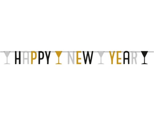 Party nápis Happy New Year - Golden Wishes 180 x 15 cm